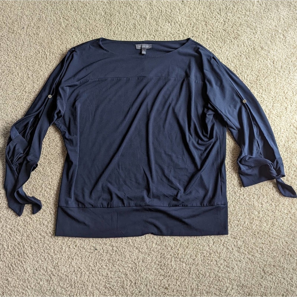 The Limited Open Tie Sleeve Detail Top GUC Navy Blue